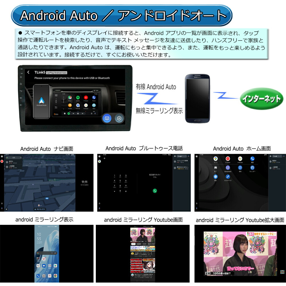 販売実績No.1 アンドロイド１０．１インチカーナビ 地デジ２ｘ２フルセグチューナーセット Android10 CarPlay アンドロイドオート  マルチプレーヤー ラジオ SD Bluetooth内蔵 HDD WiFi アンドロイド スマホ iPhone無線接続 ミラーリング トヨタ  wowauto car play android ...