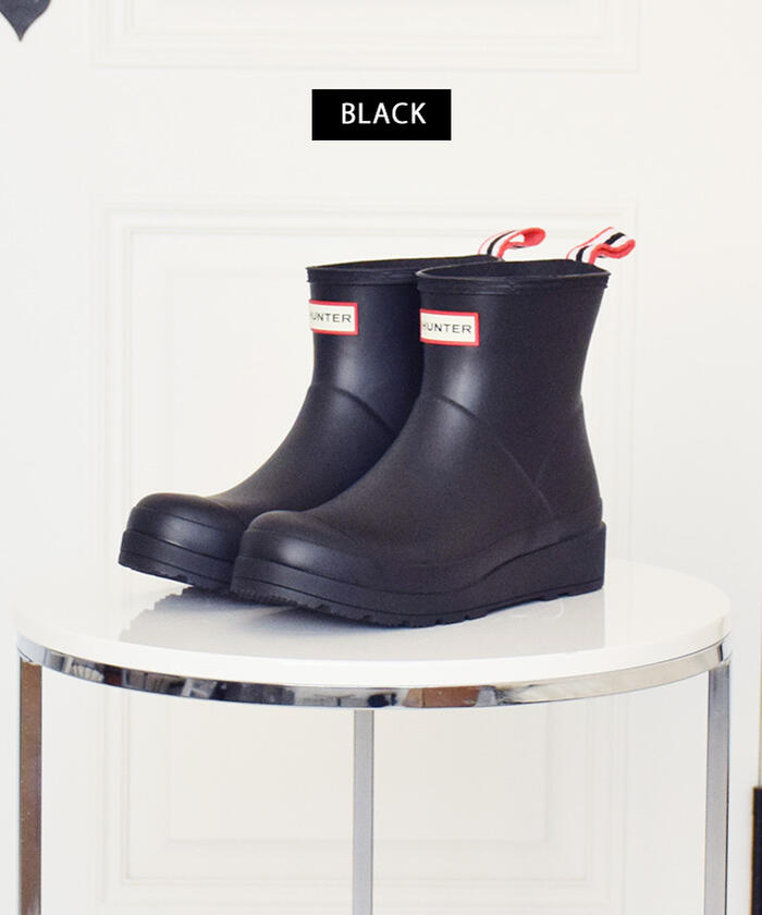 楽天市場 全品半額クーポン配布中 ハンター レインブーツ レディース ショート レインシューズ ショートブーツ 国内正規品 正規輸入品 おしゃれ 長靴 母の日 ギフト プレゼント ブラック パープル レッド オリジナルプレイ Womens Wfsrma Jonnyalive ジョニー