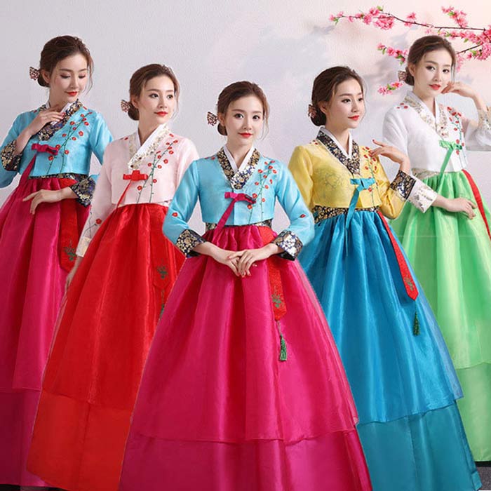 専用チマチョゴリ韓国服黒赤プリント入りタンウィ2点セット 478_チマチョゴリレンタル韓服化繊_バスト76～86cm_身長+靴高さ