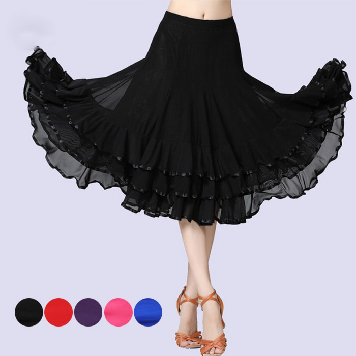【新品】社交ダンス用フレアスカート 黒と青のバラ c258-5.gif