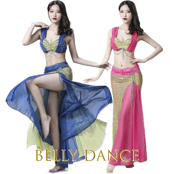 ベリーダンス　オリエンタル衣装　エメラルドブルー　人魚　発表会　スパンコール ベリーダンス オリエンタル衣装 エメラルドブルー 人魚 発表会