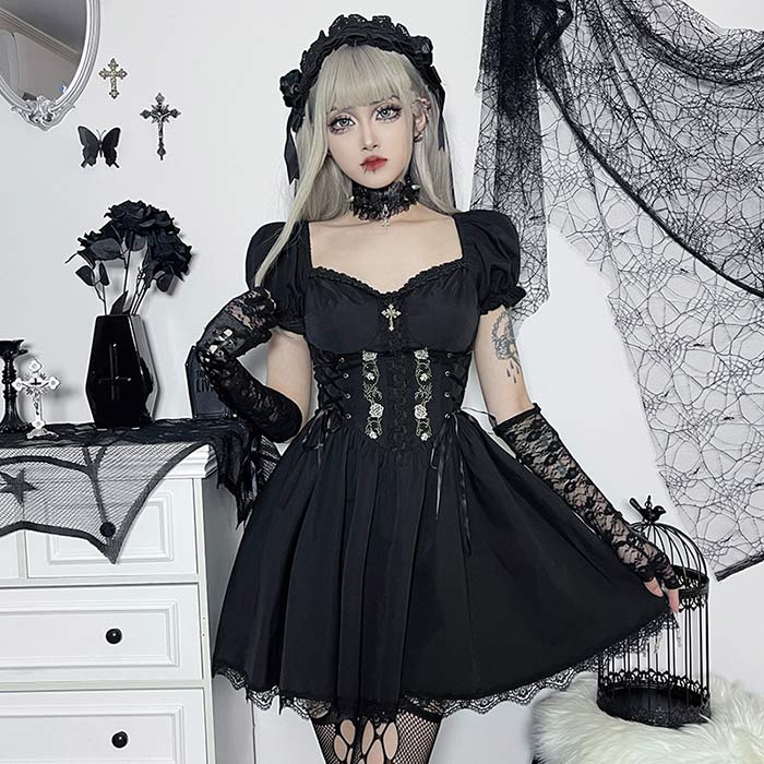 楽天市場】ワンピース ゴスロリ ワンピース 黒 ドレス 衣装 服