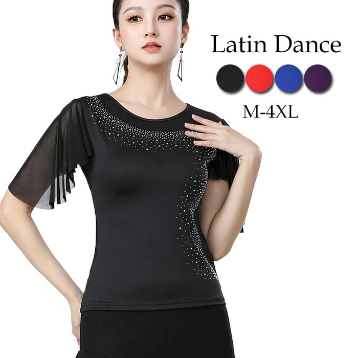 楽天市場】社交ダンス トップス ラテンダンス スパンコール フレア袖