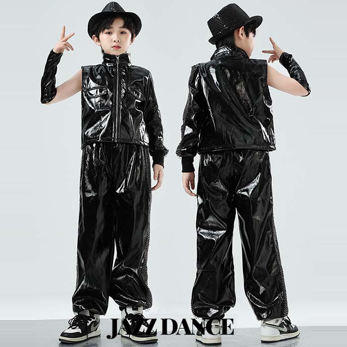 キッズダンス衣装 ヒップホップ キッズ メタリック ジャケット ロングパンツ 上下セット 男の子 女の子 ダンスウェア ジャズ ダンス 衣装 hiphop おしゃれ 舞台 ステージ衣装 発表会 練習着 応援団 カッコイイ ダンス 服 演出服 団体服 舞台効果抜群 110-180cm 4,267円