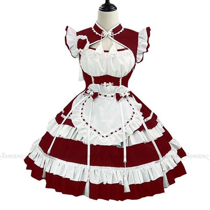 メイド服 コスプレ衣装 中華風 可愛い コスプレ メイド服 ワンピース レディース 大人 コスチューム ハロウィン 仮装 衣装 こすぷれ コス おすすめ 可愛い 男ウケ 大きいサイズ ハロウィン衣装 仮装 イベント 学園祭 文化祭 メイドコス ゴスロリ エプロンドレス ブラック