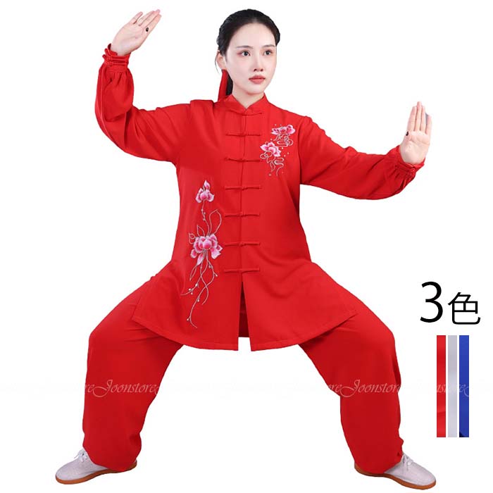 未使用品　サテン　太極拳　コスチューム　上下　Lサイズ 楽天市場】太極拳 服 サテン調 大人 太極拳ウェア 刺繍 上下