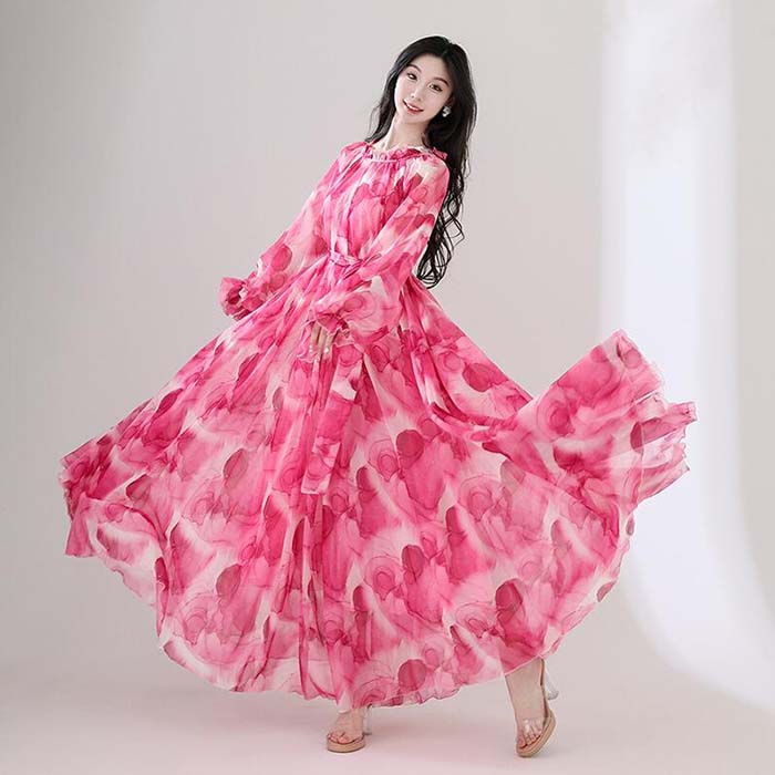 花柄 ワンピース レディース 春夏 長袖 マキシワンピース リゾートワンピース リゾート ロングワンピース リゾートワンピ ロングワンピ 腰紐 可愛い Aライン マキシワンピ 春 夏 きれいめ ハワイアン ビーチ 海 海外旅行