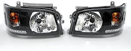 【送料無料】ハイエース 200系 ヘッドライト レジアスエース 1型 2型 ヘッドライト オレンジLED付き LEDライン付き インナーブラック 車パーツ 車ライト 車ランプ TOYOTA トヨタ 新品