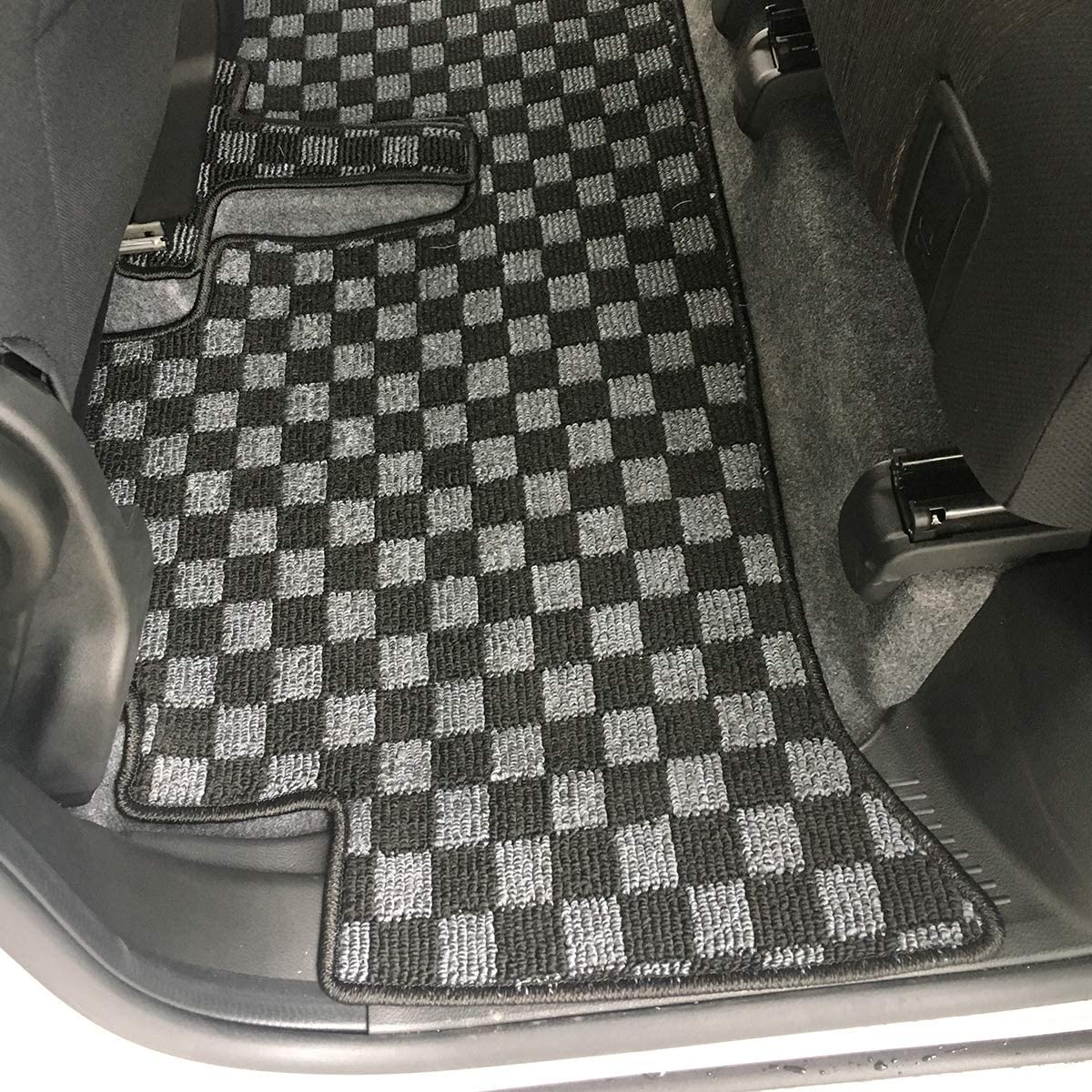 フロアマット スズキ 新型 MK53S スペーシア/スペーシアカスタムH29/12～ 専用 用カーマット カーマット 内装パーツ カー用品 カスタム アクセサリー 滑り止め 防水 ブラック×グレー チェック柄 1列目 2列目 3P