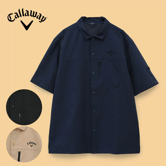 サイズ：LL CALLAWAY キャロウェイ  長袖シャツ ボタンダウン 総柄 ネイビー系 [240101442545] ゴルフウェア メンズ ストスト CALLAWAY キャロウェイ 長袖シャツ ボタンダウン 総柄 ネイビー