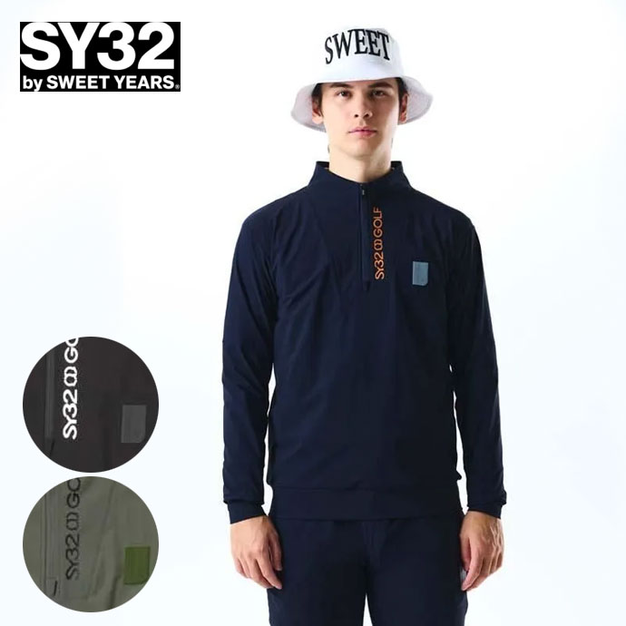 最大10%OFFクーポン発行中【04/02～04/14】 ゴルフウェア ＳＹ３２ ポロシャツ LIGHT COOL TOUCH PULL ZIP SHIRTS SYG25A109 メンズ