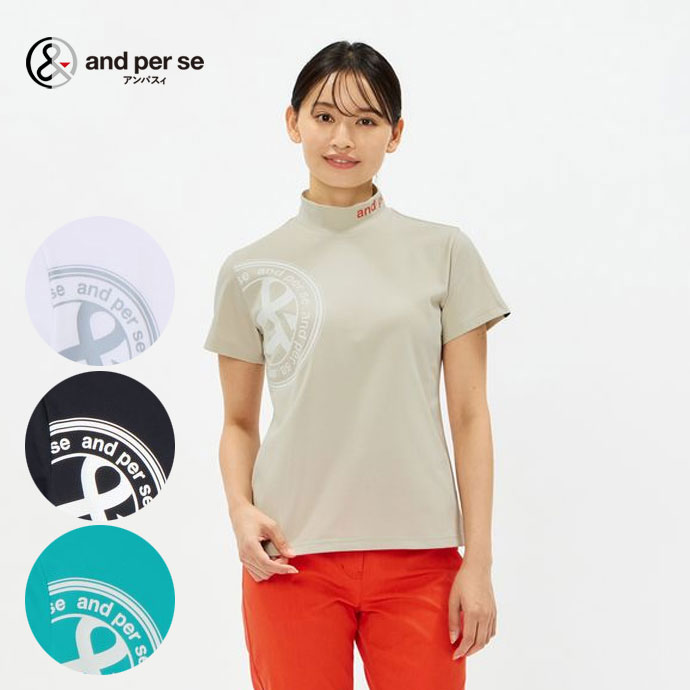 最大10%OFFクーポン発行中【04/02～04/14】 ゴルフウェア アンパスィ SWING DRY メッシュ半袖モックネックシャツ レディース 春 夏 26SS