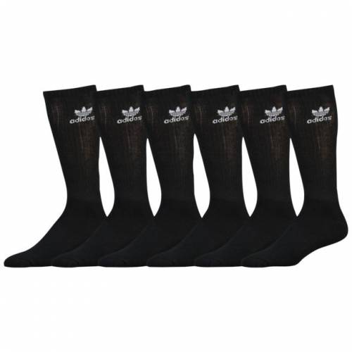 アディダス Adidas Originals アディダス オリジナルス トレ箔 クルー ソックス 黒 ニグロ 白色 白 メンズ Adidas Originals Trefoil 6pack Crew Socks Black White 運動競技ブランド 簡略 流行り物 ソックス Maxtrummer Edu Co