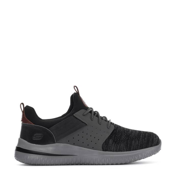 スケッチャーズ Skechers 【 Delson 3.0 Mens Black/Grey 】 メンズ 黒いこと 黒いこと 薄墨色 薄墨色