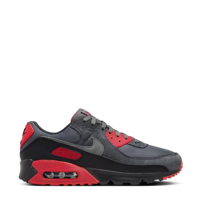ナイキ Nike 【 Air Max 90 Mens Black/Smoke Grey/Iron Grey/Fire Red/Dark Smoke Grey 】 マックス メンズ 黒色 ブラック 灰色 グレー ファイア Red 赤・レッド|スニケス