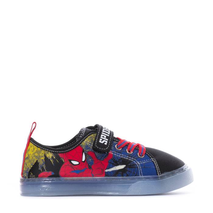 Character 【 Spiderman Low Canvas Kids Black 】 ジュニア キッズ 黒色 ブラック｜スニケス