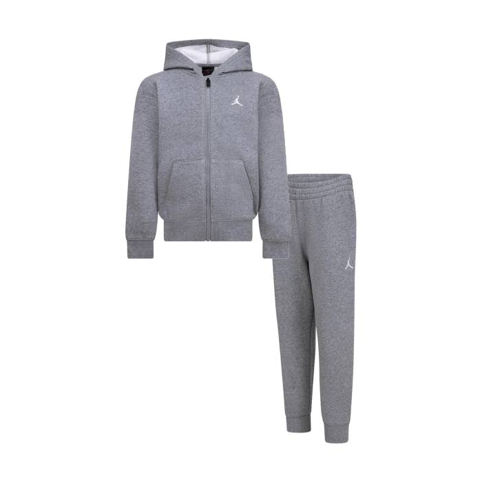 ナイキ ジョーダン Jordan 【 Brooklyn Fleece Full Zip Hoody Set Kids Carbon Heather 】 ブルックリン フリース フーディー パーカー ジュニア キッズ カーボン heather ヘザー