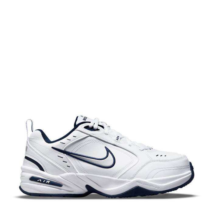 ナイキ Nike 【 Air Monarch Iv Wide Mens White/Mtllc Silver/Navy 】 モナーク メンズ 白色 ホワイト Silver 銀色・シルバー 紺色 ネイビー