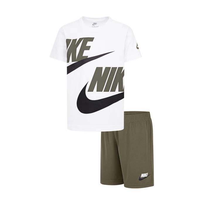 ナイキ Nike 【 Split Futura Short Set Kids Medium Olive 】 お坊っちゃん キッズ olive オリーブ