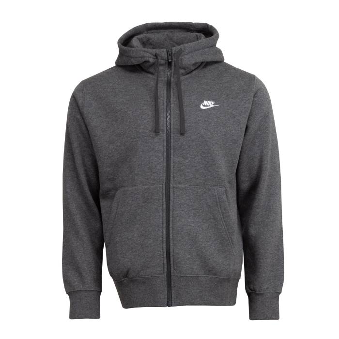 ナイキ Nike 【 Club Fleece Fz Hoody Mens Charcoal Heather/White 】 クラブ フリース フーディー パーカー メンズ チャコール heather ヘザー 白色 ホワイト