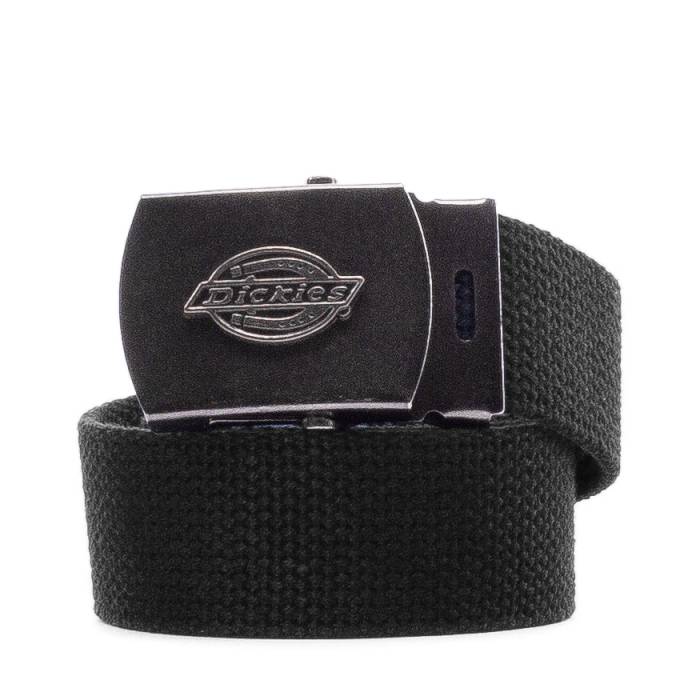 ディッキーズ Dickies 【 Logo Buckle Cotton Web Belt Unisex Black 】 ロゴ バックル ベルト ユニセックス 黒色 ブラック|スニケス