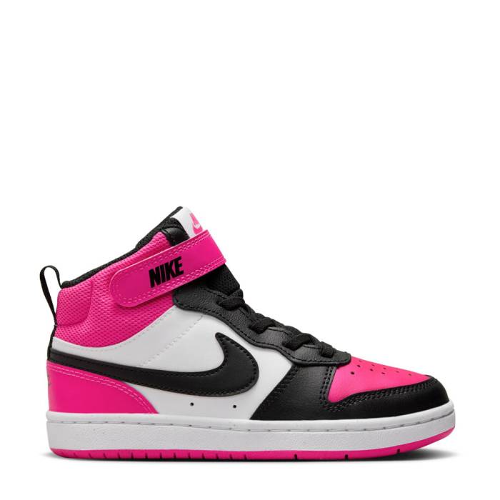 ナイキ Nike 【 Court Borough Mid 2 Kids White/Black/Fierce Pink 】 コート ミッド ジュニア キッズ 白色 ホワイト 黒色 ブラック pink ピンク