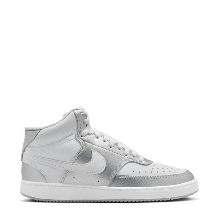 ナイキ Nike 【 Court Vision Mid Womens White/Metallic Sliver 】 厚地の外套 ミッド レディース 白いこと 白いこと