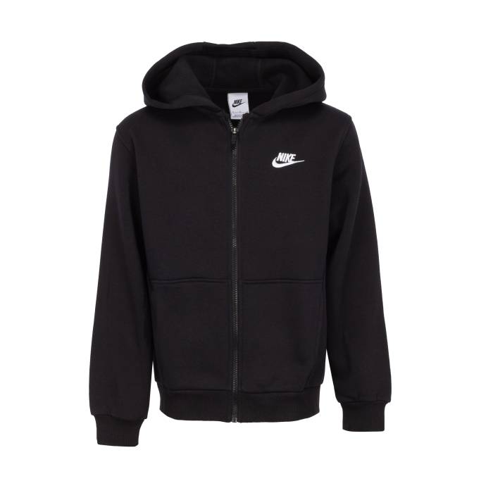 ナイキ Nike 【 Club Fleece Fz Hoody Youth Black/White 】 野球クラブ フリース フーディー パーカー 御坊っちゃん キッズ 黒いこと 黒いこと 白いこと 白いこと キッズファッション-パーカー-トップス