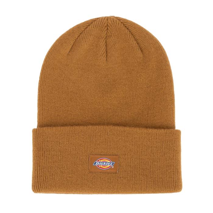 ディッキーズ Dickies 【 Woven Label Cuffed Tall Beanie Unisex Brown Duck 】 Woven ウーブン キャップ 帽子 ユニセックス 茶色 ブラウン