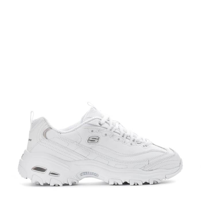 スケッチャーズ Skechers 【 D Lites Fresh Start Wide Womens White/Silver 】 生新しい レディース 白いこと 白いこと Silver しろがね色・しろがね色