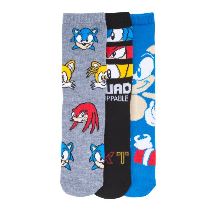 Character 【 3 Pack Kids Classic Sonic Crew Unisex Blue/Grey/Multi 】 古典派音楽 労働者の一団 ユニ一発やる 青碧 青色 薄墨色 薄墨色 キッズ・ベビー・マタニティ-キッズファッション-靴下・レッグウェア