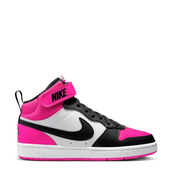 ナイキ Nike 【 Court Borough Mid 2 Youth White/Black/Fierce Pink 】 コート ミッド ジュニア キッズ 白色 ホワイト 黒色 ブラック pink ピンク｜スニケス