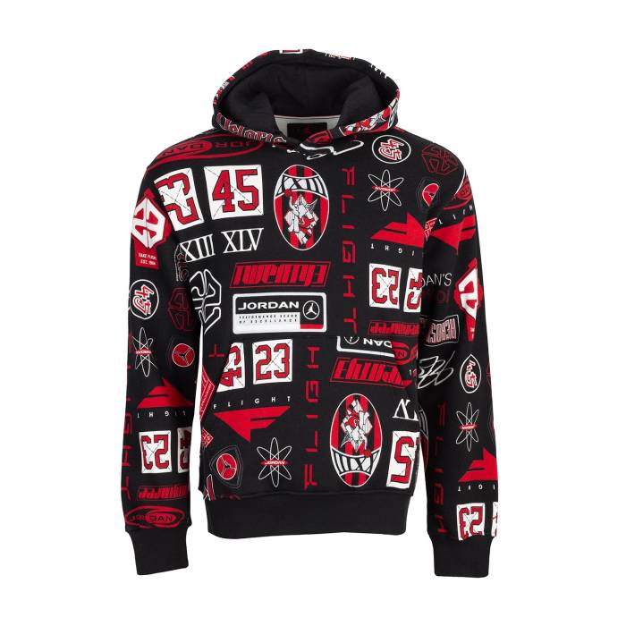 ナイキ ジョーダン Jordan 【 Aop Fleece Po Hoody Mens Black/Varsity Red 】 フリース フーディー パーカー メンズ 黒いこと 黒いこと Red 赤・赤いこと パーカー-メンズファッション-トップス