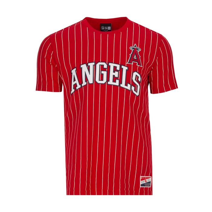 ニューエラ New Era 【 Angels Chrome Pinstripe Tee Mens Red 】 angels エンジェルス Tシャツ メンズ Red 赤・レッド｜スニケス