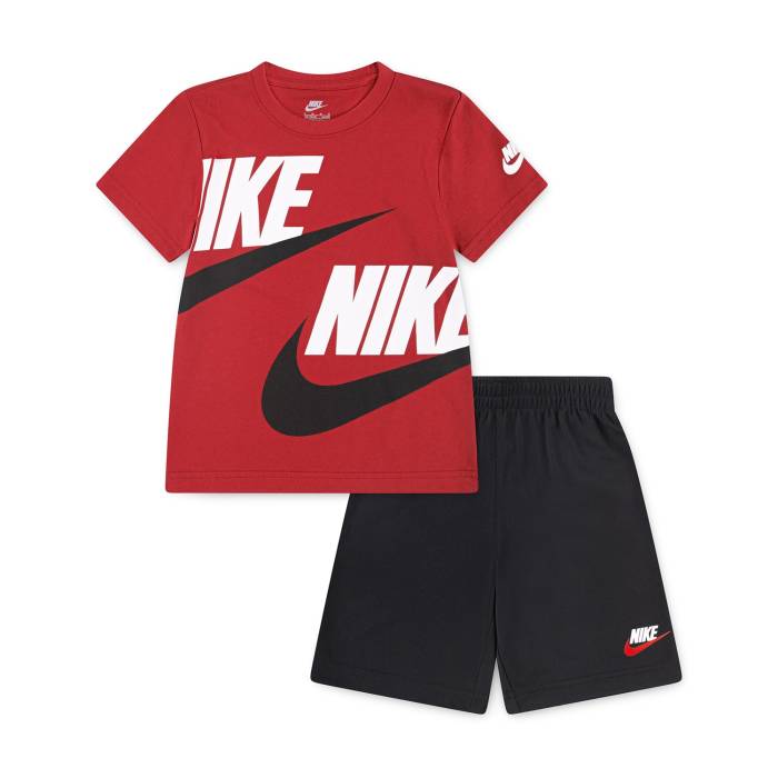 ナイキ Nike 【 Split Futura Short Set Kids Black 】 お坊っちゃん キッズ 黒いこと 黒いこと