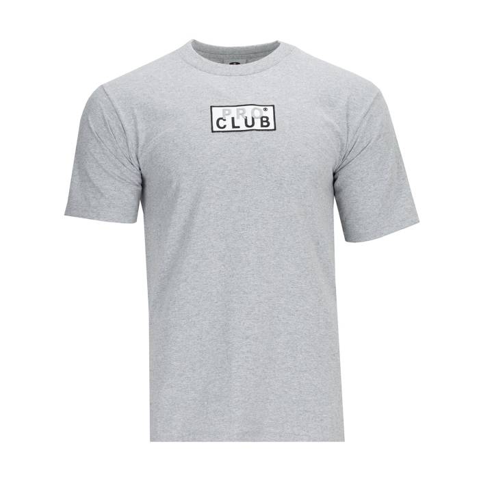 Pro Club 【 Heavyweight Embroidered Box Logo Tee Mens Heather Grey 】 ボックス席 ロゴタイプ ティーシャツ メンズ heather ギョリュウモドキ 薄墨色 薄墨色