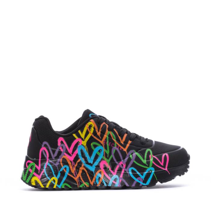 スケッチャーズ Skechers 【 Uno Lite Kids (Jgoldcrown)/Hearts/Black/Mult 】 ライト ジュニア キッズ 黒色 ブラック
