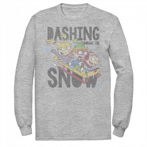 ニコロデオン スリーブ グラフィック Tシャツ ヘザー 長袖 【 NICKELODEON RUGRATS TRIO DASHING THROUGH THE SNOW SLED LONG SLEEVE GRAPHIC TEE / ATHLETIC HEATHER 】 メンズファッション トップス カットソー｜スニケス