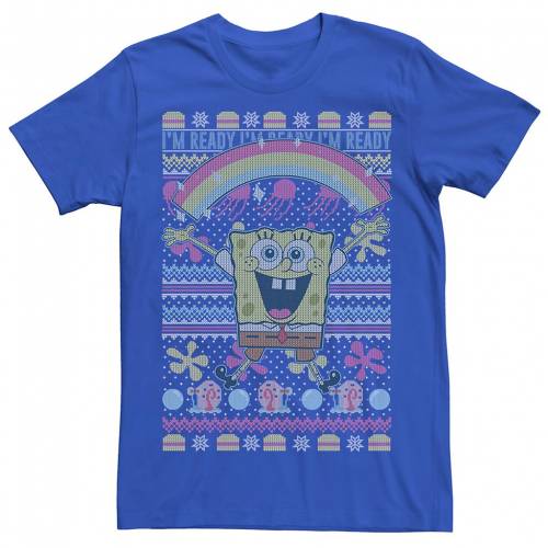 春夏新色 Licensed Character キャラクター スポンジボブ クリスマス トレーナー Tシャツ Licensed Character Spongebob Squarepants Ugly Christmas Sweater Tee Royal メンズファッション トップス Tシャツ カットソー 安い Www Clanpulsar Com