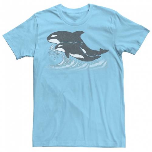 残りわずか Licensed Character キャラクター Tシャツ 青色 ブルー Licensed Character Earth Day Orca Ocean Jump Tee Light Blue メンズファッション トップス Tシャツ カットソー 新規購入 Shintenchi Biz