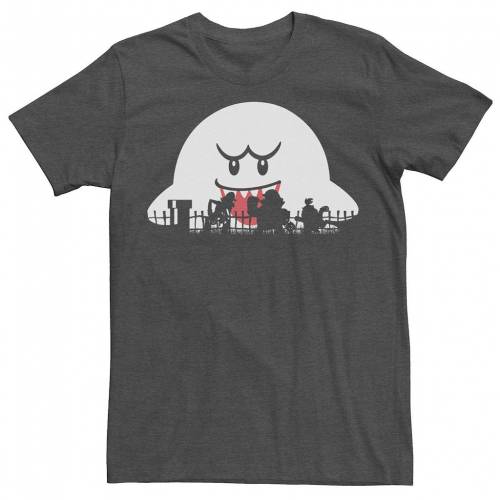 かわいい Tシャツ カットソー Charcoal Tee Silhouette Halloween Treat Or Trick Boo Mario Super Character Licensed Heather ヘザー チャコール Tシャツ キャラクター Character Licensed メンズファッション カットソー Tシャツ トップス Fah Co Bw