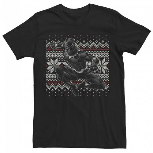 無料長期保証 Licensed Character キャラクター 黒色 ブラック クリスマス スリーブ Tシャツ 半袖 Sleeve Licensed Character Marvel Black Panther Jump Ugly Christmas Tee メンズファッション トップス Tシャツ カットソ 最新の激安 Www Mbbsdds2k23 Org