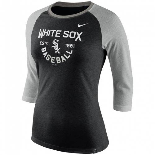 可愛いクリスマスツリーやギフトが Tシャツ カットソー Black Heathered Nike ホワイトソックス Tシャツ ラグラン ホワイト 白色 シカゴ ブラック 黒色 Nike ナイキ Triblend カ Tシャツ トップス レディースファッション Charco Sox Tshirt 4sleeve 3 Raglan