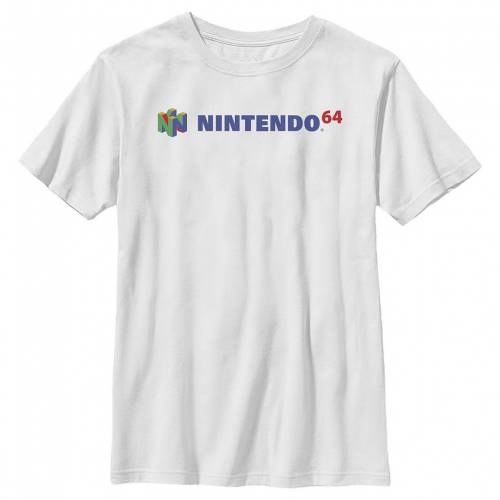 全国宅配無料 楽天市場 Licensed Character キャラクター クラシック ロゴ グラフィック Tシャツ 白色 ホワイト Licensed Character Nintendo Classic Full N64 Logo Graphic Tee White キッズ ベビー マタニティ トップス Tシャツ スニケス 超歓迎