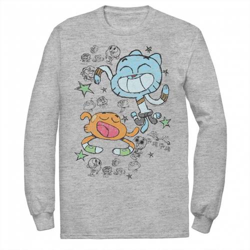 オープニング大放出セール 楽天市場 Licensed Character キャラクター ダーウィン Tシャツ ヘザー Heather Licensed Character Cartoon Network Gumball Darwin Watterson Scribble Drawing Tee Athletic メンズファッション トップス Tシャツ カットソー