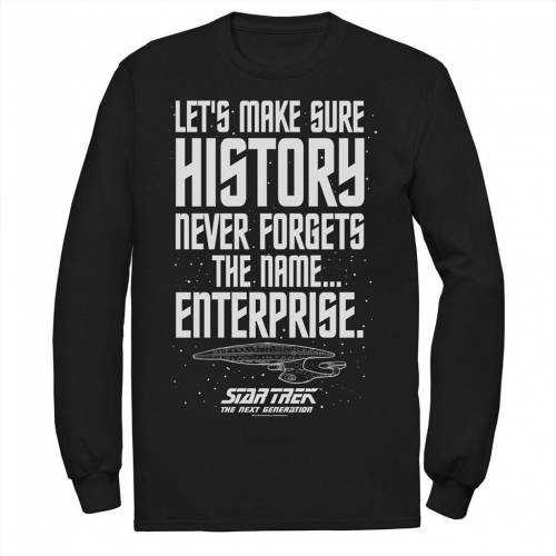 超激安 Licensed Character キャラクター Tシャツ 黒色 ブラック Licensed Character Star Trek Next Generation Enterprise History Tee Black メンズファッション トップス Tシャツ カットソー 開店祝い Habs Edu Kw