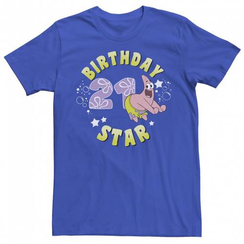 今月限定 特別大特価 Licensed Character キャラクター スポンジボブ Tシャツ Licensed Character Spongebob Patrick 21st Birthday Star Portrait Tee Royal メンズファッション トップス Tシャツ カットソー 早割クーポン Josenopolis Mg Gov Br