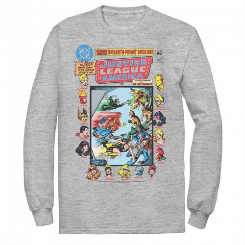 キャラクター ビンテージ ヴィンテージ Tシャツ ヘザー 【 LICENSED CHARACTER JUSTICE LEAGUE CRISIS ON EARTH VINTAGE COVER TEE / ATHLETIC HEATHER 】 メンズファッション トップス カットソー|スニケス
