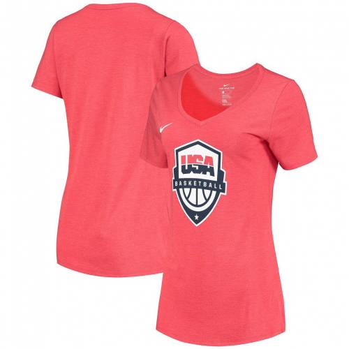 高知インター店 楽天市場 ナイキ Nike 赤 レッド バスケットボール チーム ロゴ Vネック Tシャツ Red Team Nike Heathered Usa Basketball Logo Triblend Vneck Tshirt Oly レディースファッション トップス Tシャツ カットソー スニケス 輝く高品質な