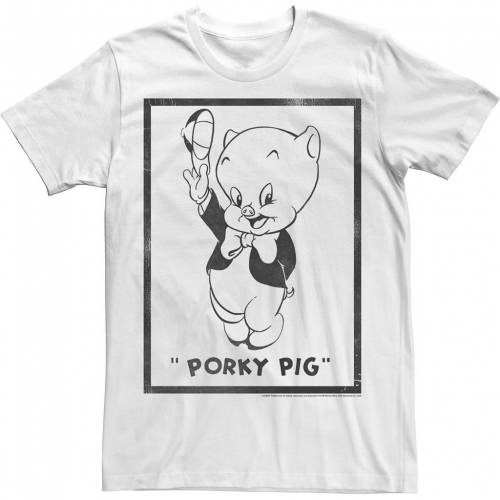 コンビニ受取対応商品 楽天市場 Licensed Character キャラクター クラシック Tシャツ 白色 ホワイト Licensed Character Looney Tunes Porky Pig Classic Poster Tee White メンズファッション トップス Tシャツ カットソー スニケス Web限定 Www